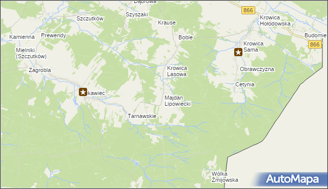 mapa Majdan Lipowiecki, Majdan Lipowiecki na mapie Targeo