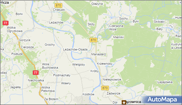 mapa Manasterz gmina Wiązownica, Manasterz gmina Wiązownica na mapie Targeo