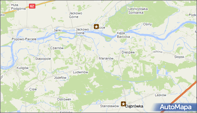 mapa Marianów gmina Dąbrówka, Marianów gmina Dąbrówka na mapie Targeo