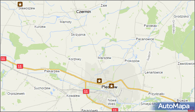 mapa Marszew gmina Pleszew, Marszew gmina Pleszew na mapie Targeo