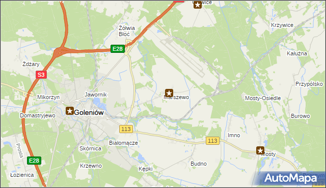 mapa Marszewo gmina Goleniów, Marszewo gmina Goleniów na mapie Targeo