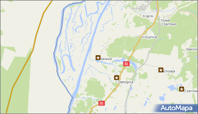 mapa Marwice gmina Widuchowa, Marwice gmina Widuchowa na mapie Targeo