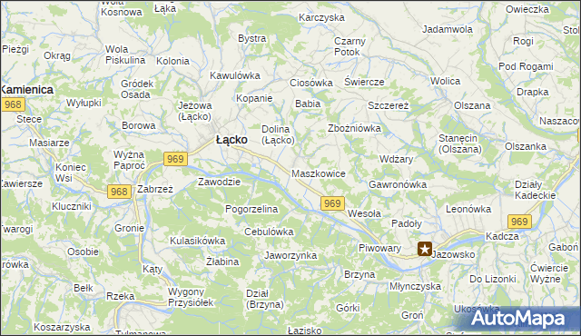 mapa Maszkowice gmina Łącko, Maszkowice gmina Łącko na mapie Targeo