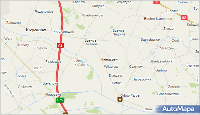 mapa Mateuszew, Mateuszew na mapie Targeo