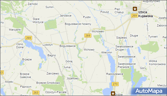 mapa Mchowo gmina Babiak, Mchowo gmina Babiak na mapie Targeo