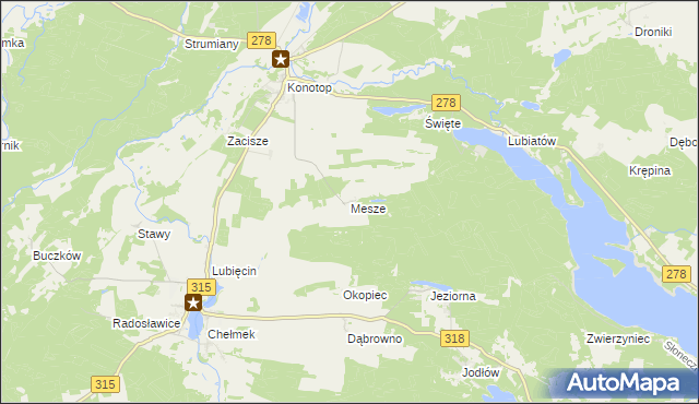 mapa Mesze, Mesze na mapie Targeo