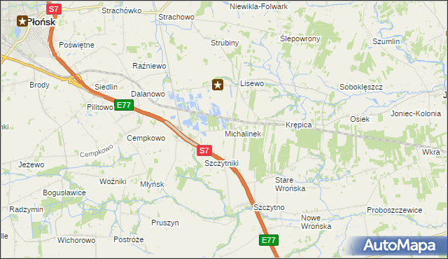 mapa Michalinek gmina Płońsk, Michalinek gmina Płońsk na mapie Targeo