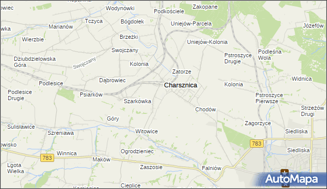 mapa Miechów-Charsznica, Miechów-Charsznica na mapie Targeo
