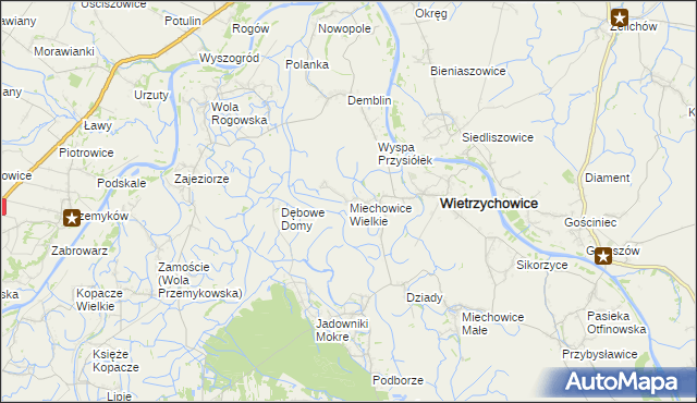 mapa Miechowice Wielkie, Miechowice Wielkie na mapie Targeo