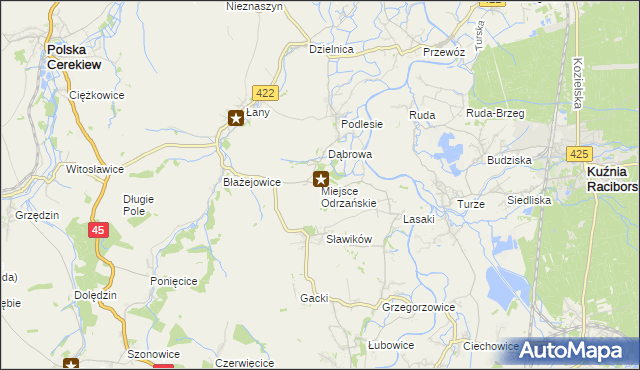 mapa Miejsce Odrzańskie, Miejsce Odrzańskie na mapie Targeo