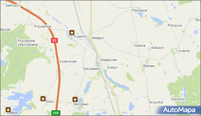 mapa Mielęcinek, Mielęcinek na mapie Targeo