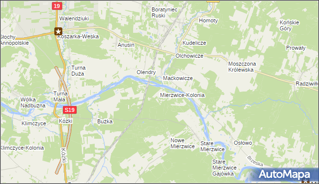 mapa Mierzwice-Kolonia, Mierzwice-Kolonia na mapie Targeo