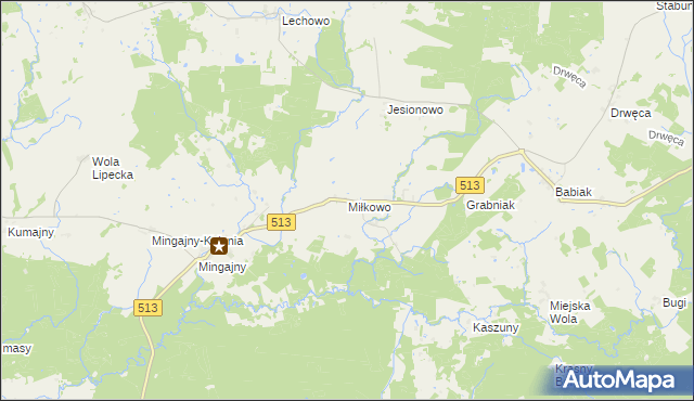 mapa Miłkowo gmina Orneta, Miłkowo gmina Orneta na mapie Targeo