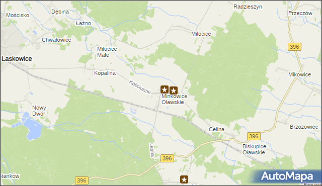 mapa Minkowice Oławskie, Minkowice Oławskie na mapie Targeo