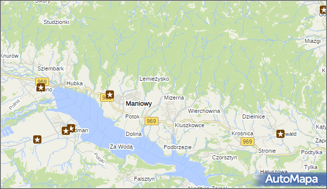 mapa Mizerna, Mizerna na mapie Targeo