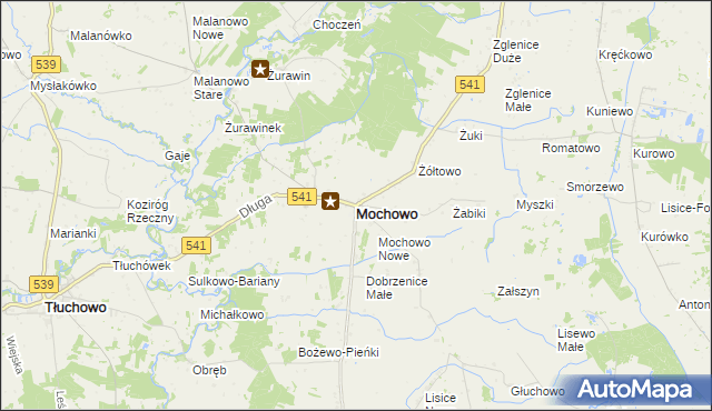 mapa Mochowo powiat sierpecki, Mochowo powiat sierpecki na mapie Targeo