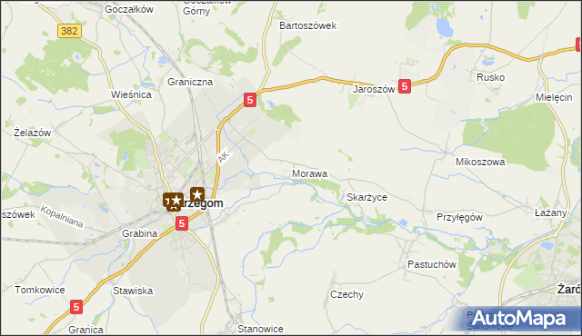 mapa Morawa gmina Strzegom, Morawa gmina Strzegom na mapie Targeo