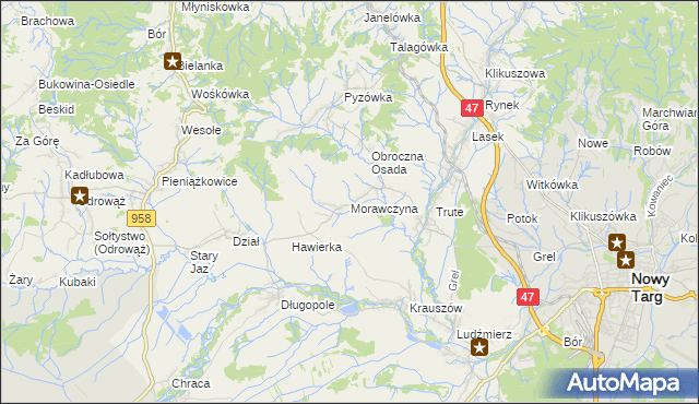 mapa Morawczyna, Morawczyna na mapie Targeo