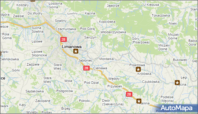 mapa Mordarka, Mordarka na mapie Targeo
