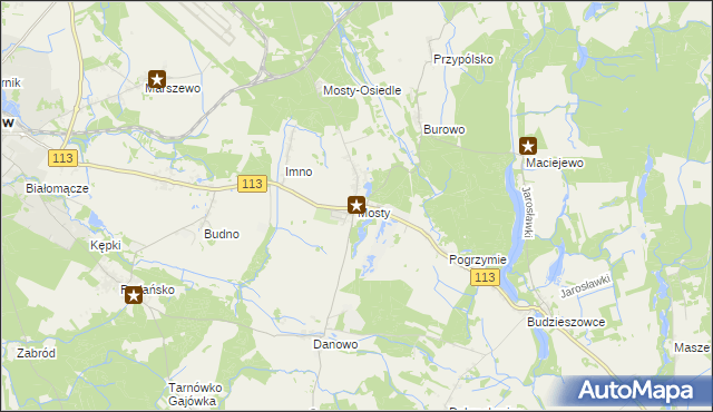 mapa Mosty gmina Goleniów, Mosty gmina Goleniów na mapie Targeo