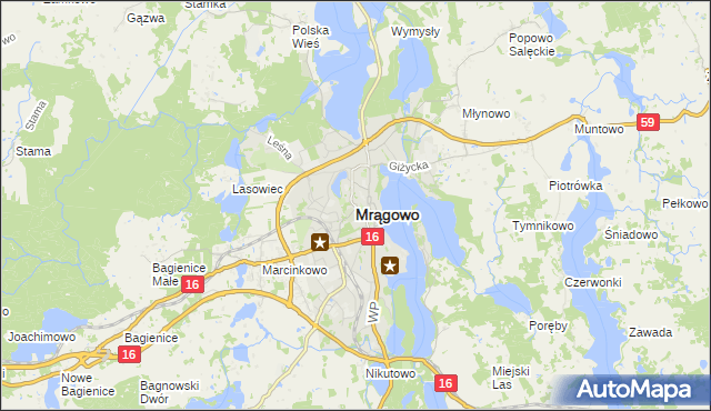 mapa Mrągowo, Mrągowo na mapie Targeo