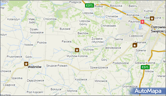 mapa Mychów, Mychów na mapie Targeo