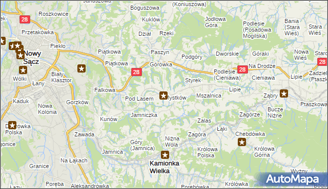 mapa Mystków, Mystków na mapie Targeo