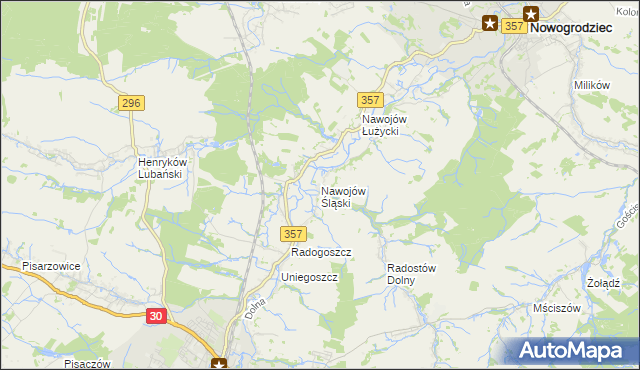 mapa Nawojów Śląski, Nawojów Śląski na mapie Targeo