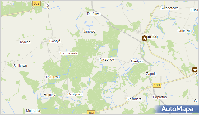 mapa Niczonów, Niczonów na mapie Targeo