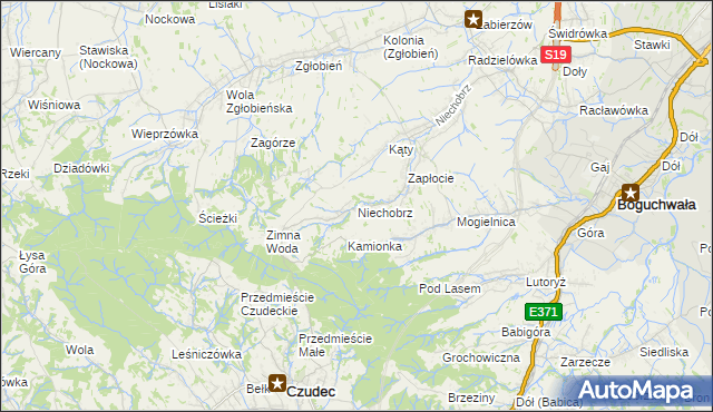 mapa Niechobrz, Niechobrz na mapie Targeo