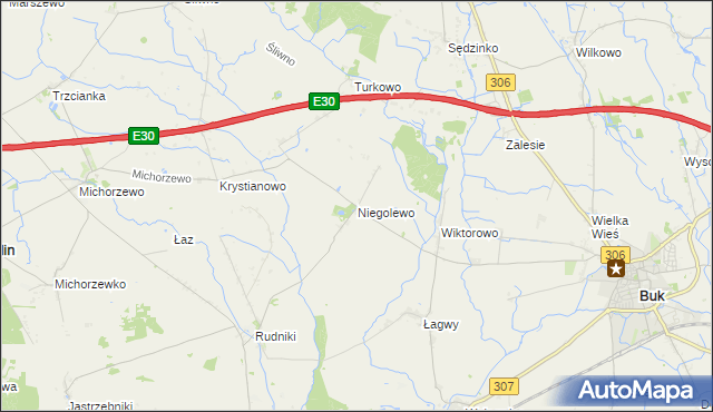 mapa Niegolewo, Niegolewo na mapie Targeo