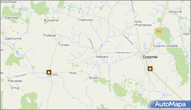 mapa Niewierz gmina Duszniki, Niewierz gmina Duszniki na mapie Targeo