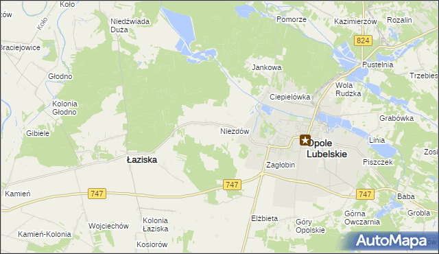 mapa Niezdów gmina Opole Lubelskie, Niezdów gmina Opole Lubelskie na mapie Targeo