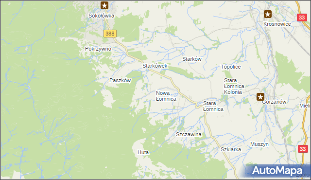 mapa Nowa Łomnica, Nowa Łomnica na mapie Targeo