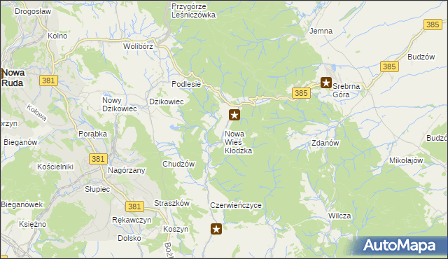 mapa Nowa Wieś Kłodzka, Nowa Wieś Kłodzka na mapie Targeo