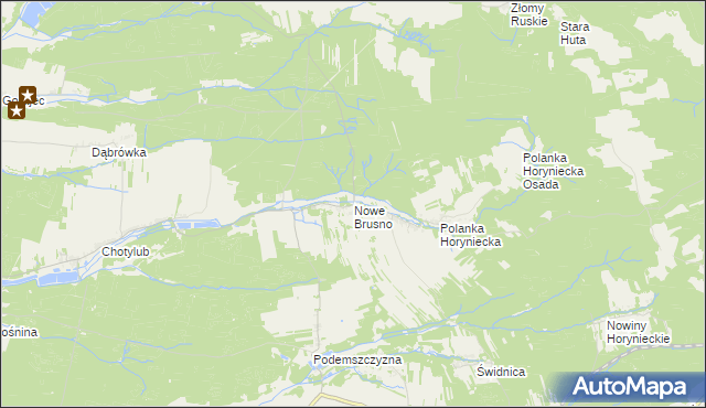 mapa Nowe Brusno, Nowe Brusno na mapie Targeo