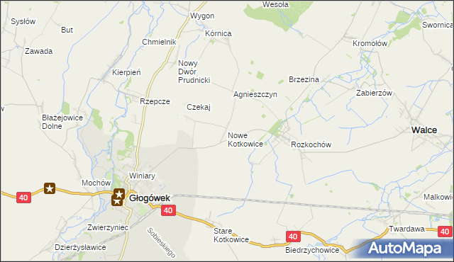 mapa Nowe Kotkowice, Nowe Kotkowice na mapie Targeo