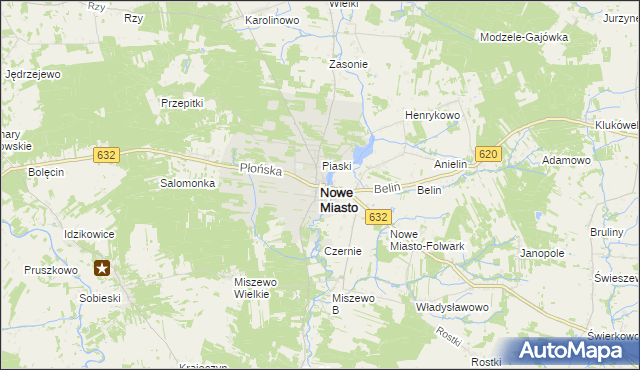 mapa Nowe Miasto powiat płoński, Nowe Miasto powiat płoński na mapie Targeo