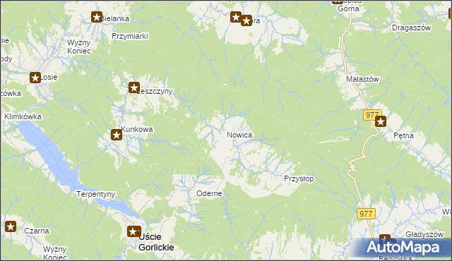 mapa Nowica gmina Uście Gorlickie, Nowica gmina Uście Gorlickie na mapie Targeo