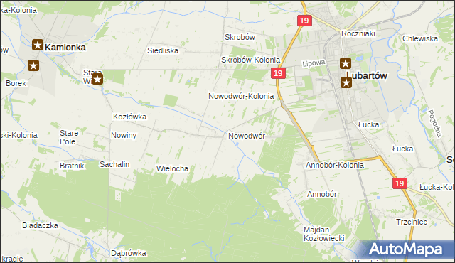 mapa Nowodwór gmina Lubartów, Nowodwór gmina Lubartów na mapie Targeo