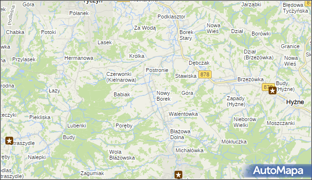 mapa Nowy Borek gmina Błażowa, Nowy Borek gmina Błażowa na mapie Targeo