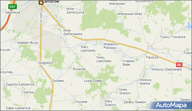 mapa Nowy Laskowiec, Nowy Laskowiec na mapie Targeo