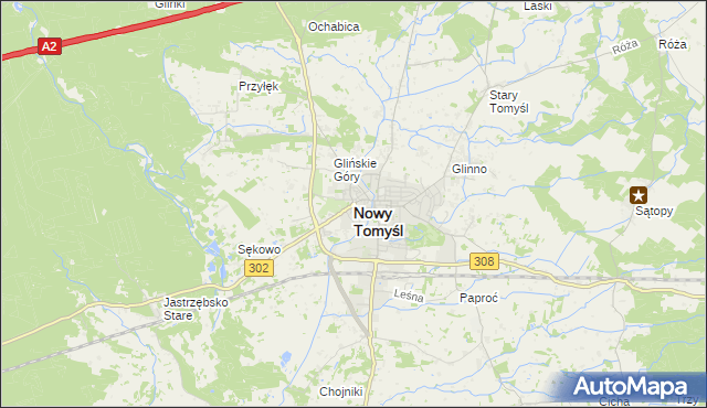 mapa Nowy Tomyśl, Nowy Tomyśl na mapie Targeo
