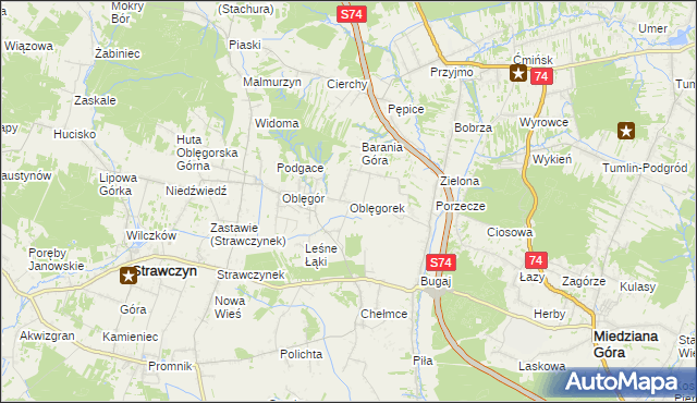 mapa Oblęgorek, Oblęgorek na mapie Targeo