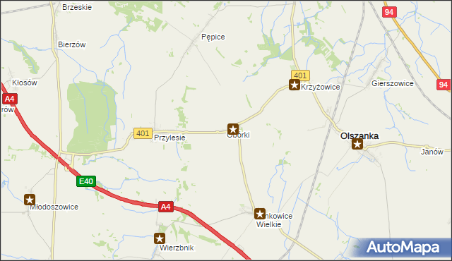 mapa Obórki gmina Olszanka, Obórki gmina Olszanka na mapie Targeo