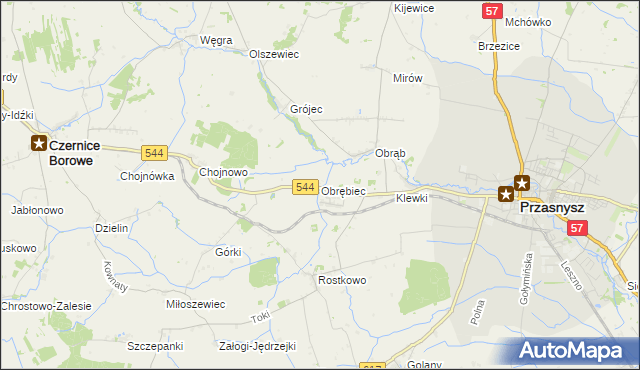 mapa Obrębiec, Obrębiec na mapie Targeo