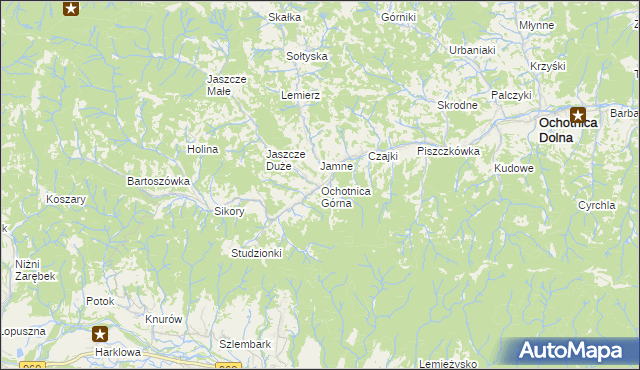 mapa Ochotnica Górna, Ochotnica Górna na mapie Targeo