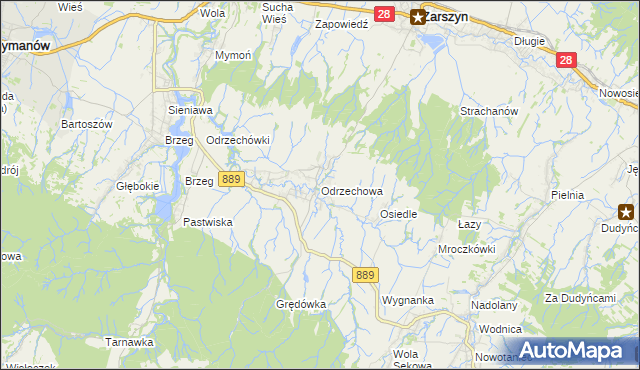 mapa Odrzechowa, Odrzechowa na mapie Targeo