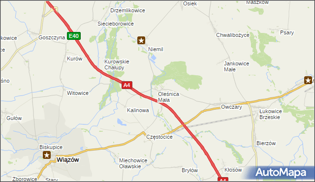 mapa Oleśnica Mała, Oleśnica Mała na mapie Targeo