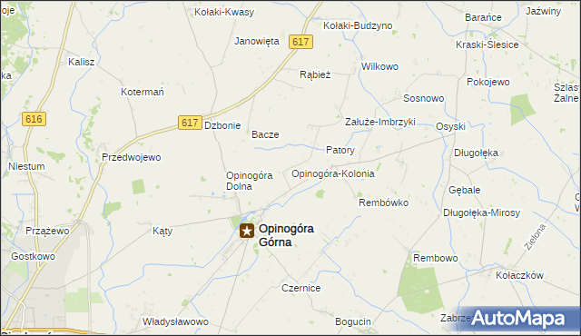 mapa Opinogóra-Kolonia, Opinogóra-Kolonia na mapie Targeo